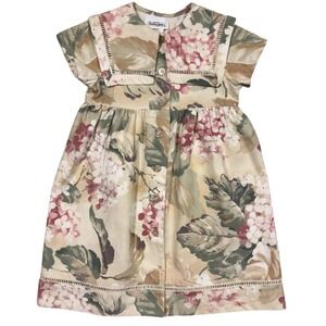 VTG Bonnie Jean Girls Floral Dress Sz‎ 6 USA Made Cotton Sailor Collar Cottage